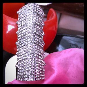 Knuckle Ring Silver and Clear crystals